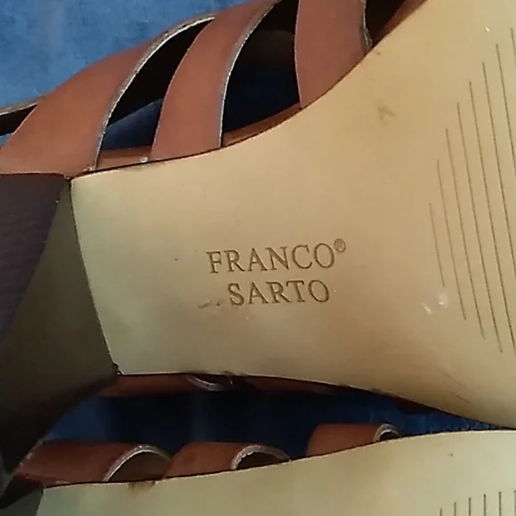Franco Sarto Brown High Heel Zip Back Gladiator Shoes - Picture 7 of 8